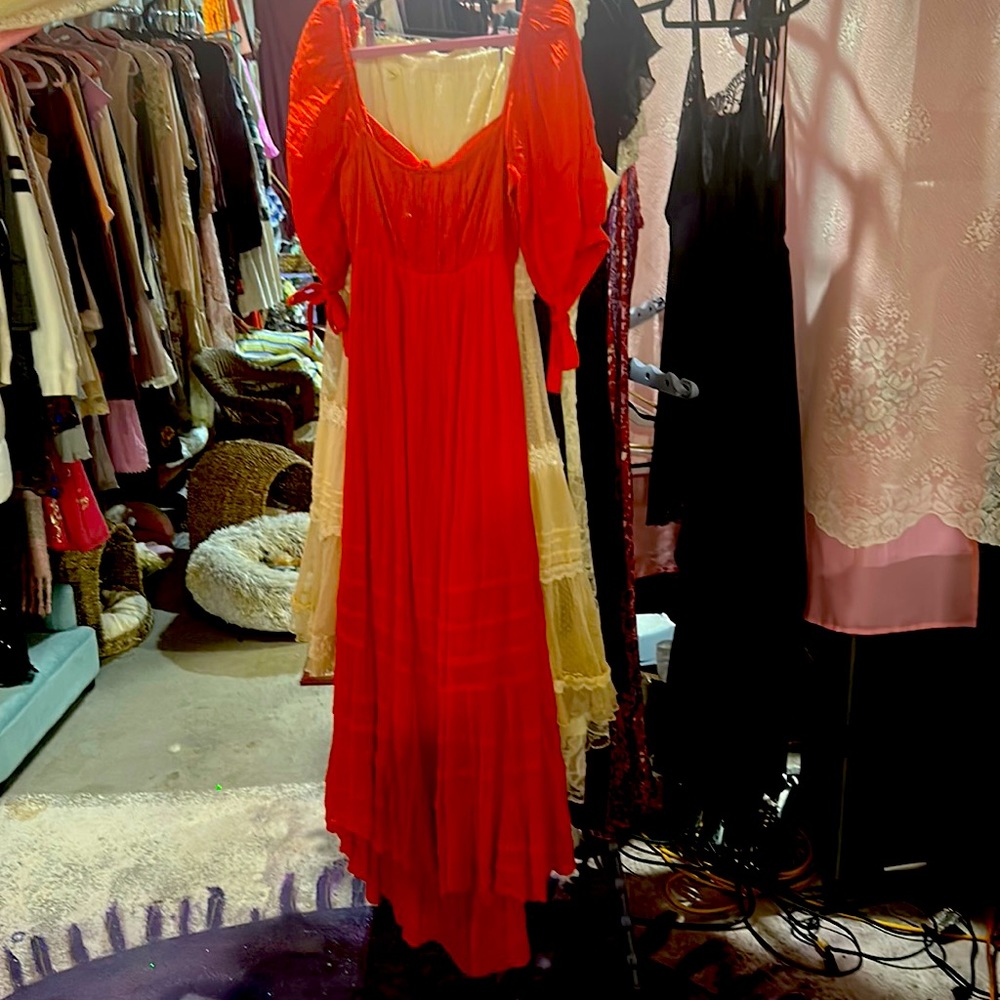New Free people maxi dress m red hi low